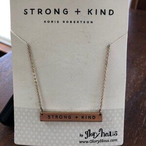 KORIE ROBERTSON Strong + Kind Gold Bar Necklace